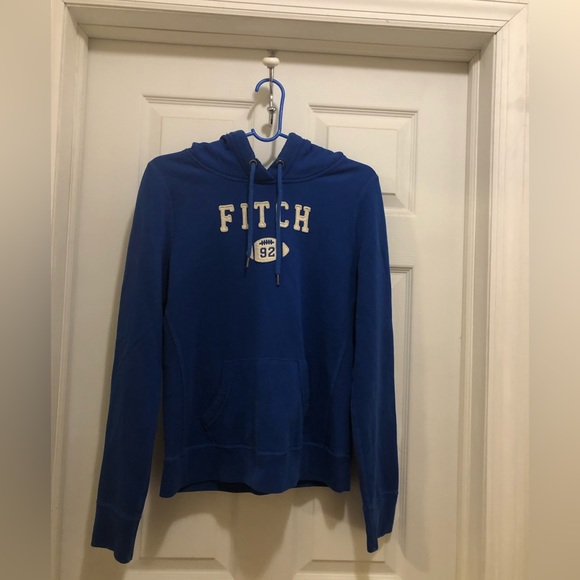 Abercrombie & Fitch Sweaters - Abercrombie & Fitch Royal Blue Hooded Sweatshirt with White Logo